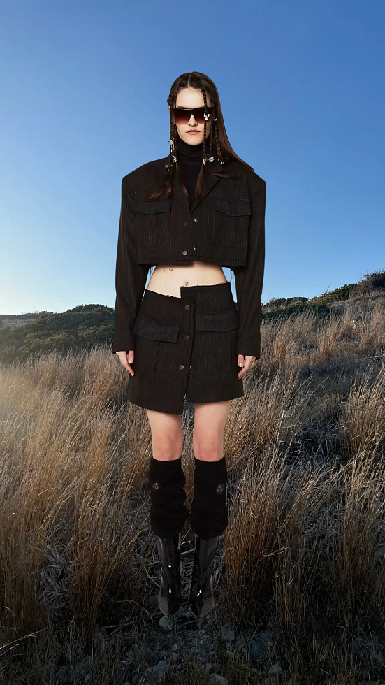 Укороченный жакет №12 Brown-Grey