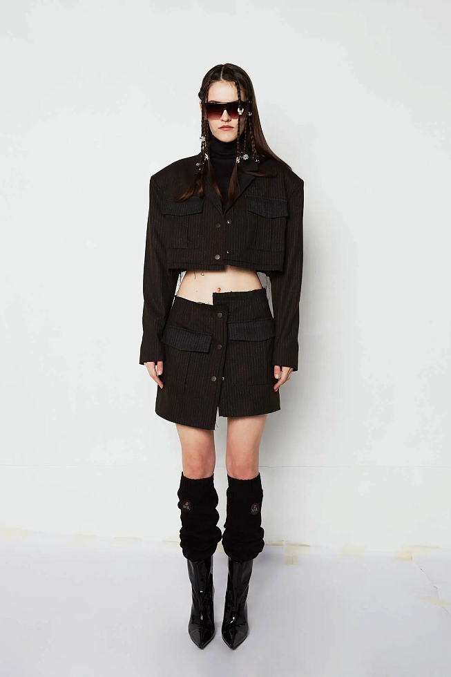 Укороченный жакет №12 Brown-Grey