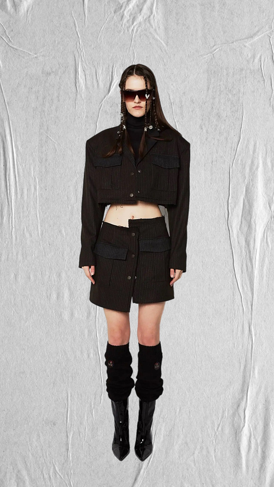 Укороченный жакет №12 Brown-Grey